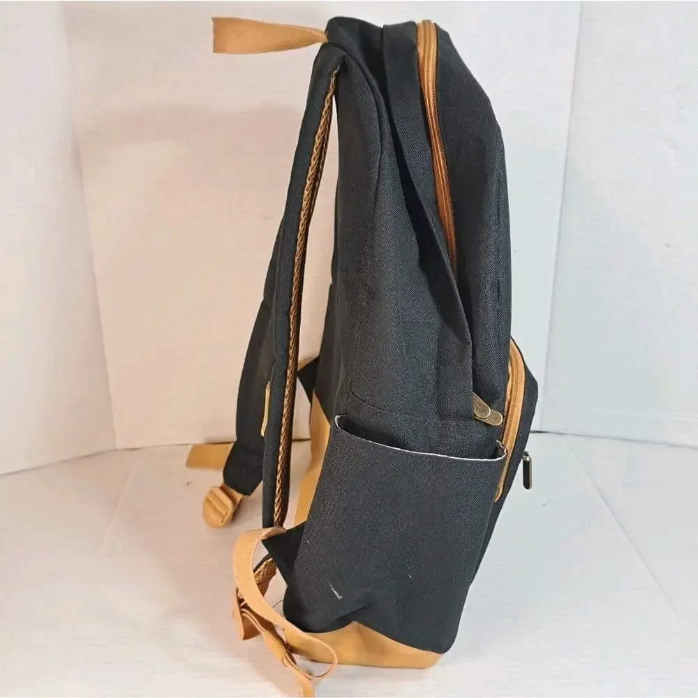 Lucky Brand Unisex Backpack Bag Gray Brown Canvas Leather Fortune Padded 17